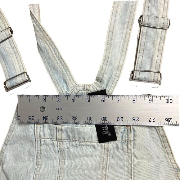 Blank NYC Women's L Blue Light Wash Shortalls Denim Overalls Raw Distress Hem‎ - Picture 7 of 12